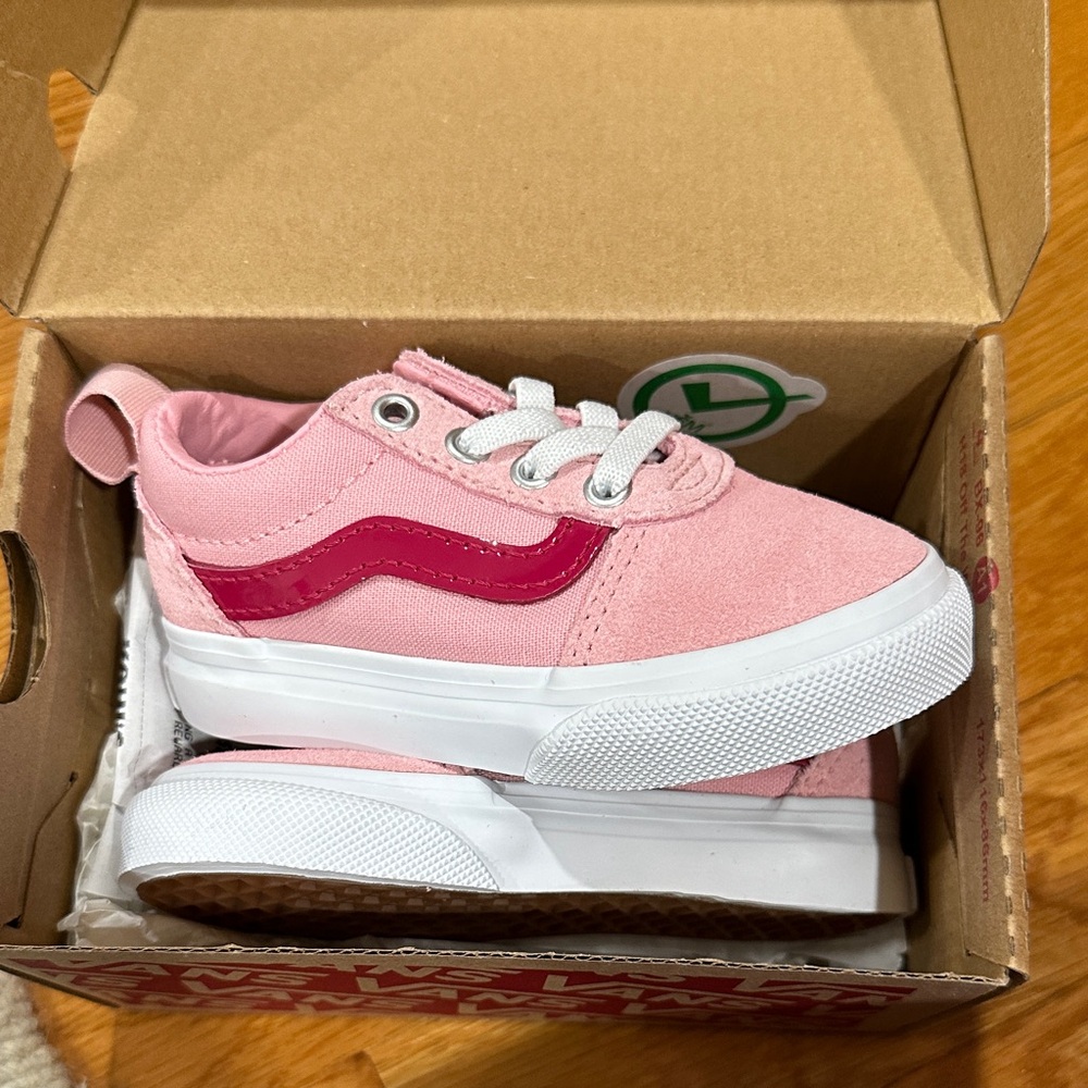 Vans Kids Pink and White Sneakers